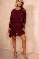 Fernanda Burgundy Lace Frill Dress