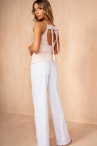 Fernley Baby Pink Racer Neck Top