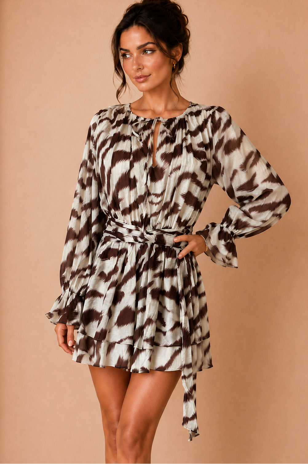 Fiadh Chocolate Animal Print Dress