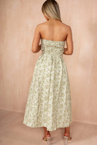 Fiadh Sage Floral Jacquard Bandeau Midi Dress