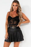 Fifi Black Faux Leather Tiered Skort