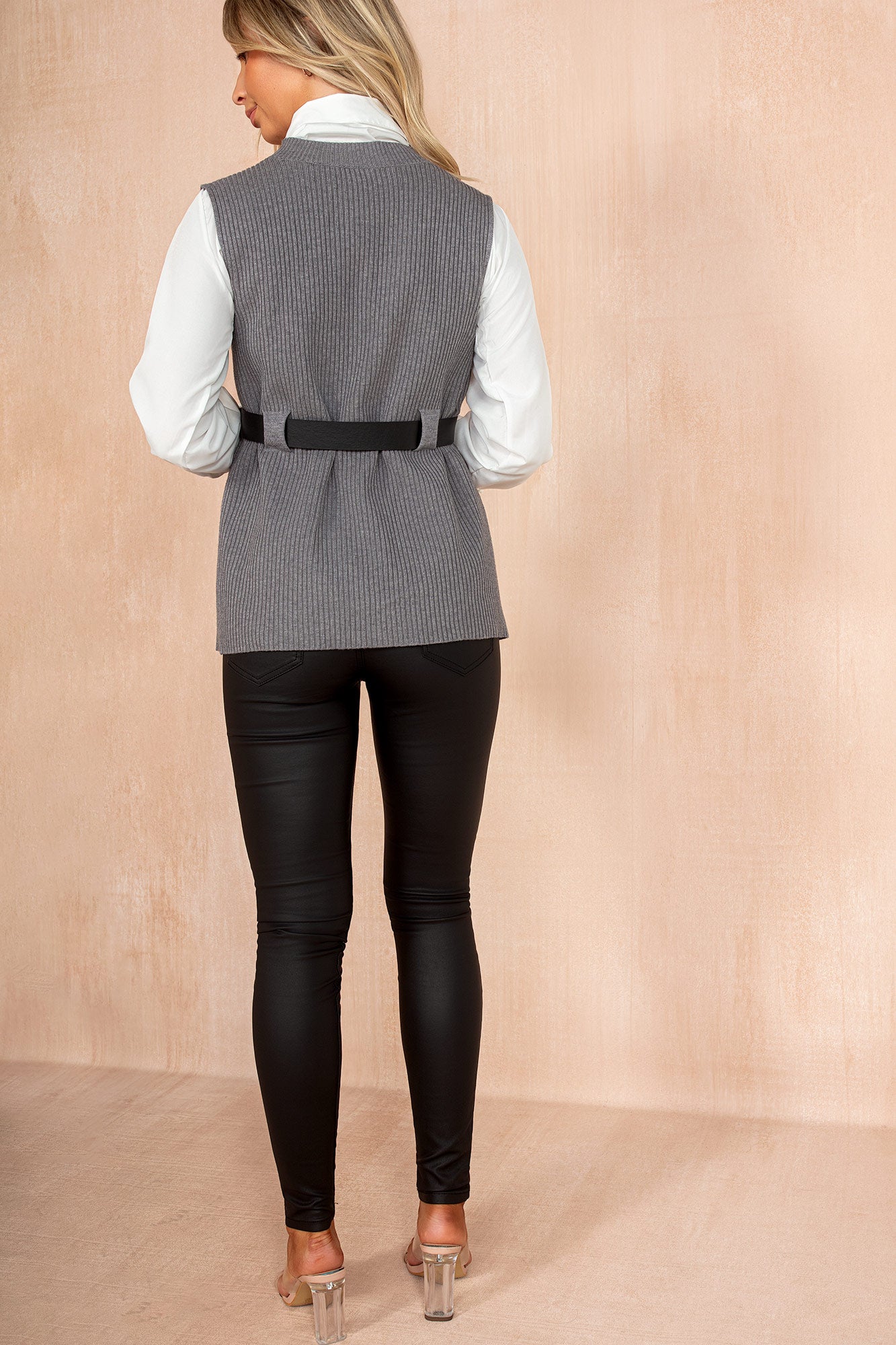 Finlee Grey 2 in 1 Belted Knit Shirt