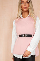 Finlee Pink 2 in 1 Belted Knit Shirt