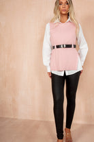 Finlee Pink 2 in 1 Belted Knit Shirt