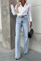 Finley Light Blue Acid Wash Straight Leg Jeans