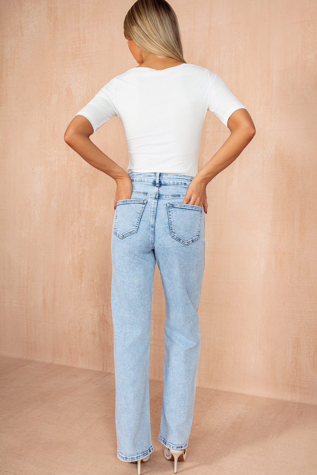 Finley Light Blue Acid Wash Straight Leg Jeans