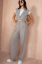 Fionn Greige Cropped Blazer Co-Ord