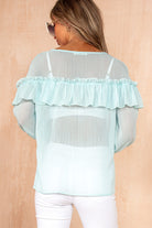 Fiorella Mint Chiffon Ruffle Blouse