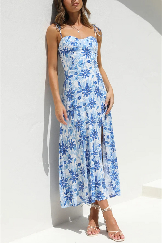 Flavia Blue Floral Midi Dress