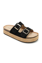 Florence Black Espadrille Flatform Sliders