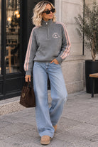Florencia Grey Knit 'Los Angeles' Half Zip Jumper
