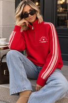 Florencia Red Knit 'Los Angeles' Half Zip Jumper