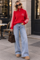 Florencia Red Knit 'Los Angeles' Half Zip Jumper