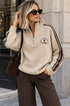 Florencia Stone Knit 'Los Angeles' Half Zip Jumper