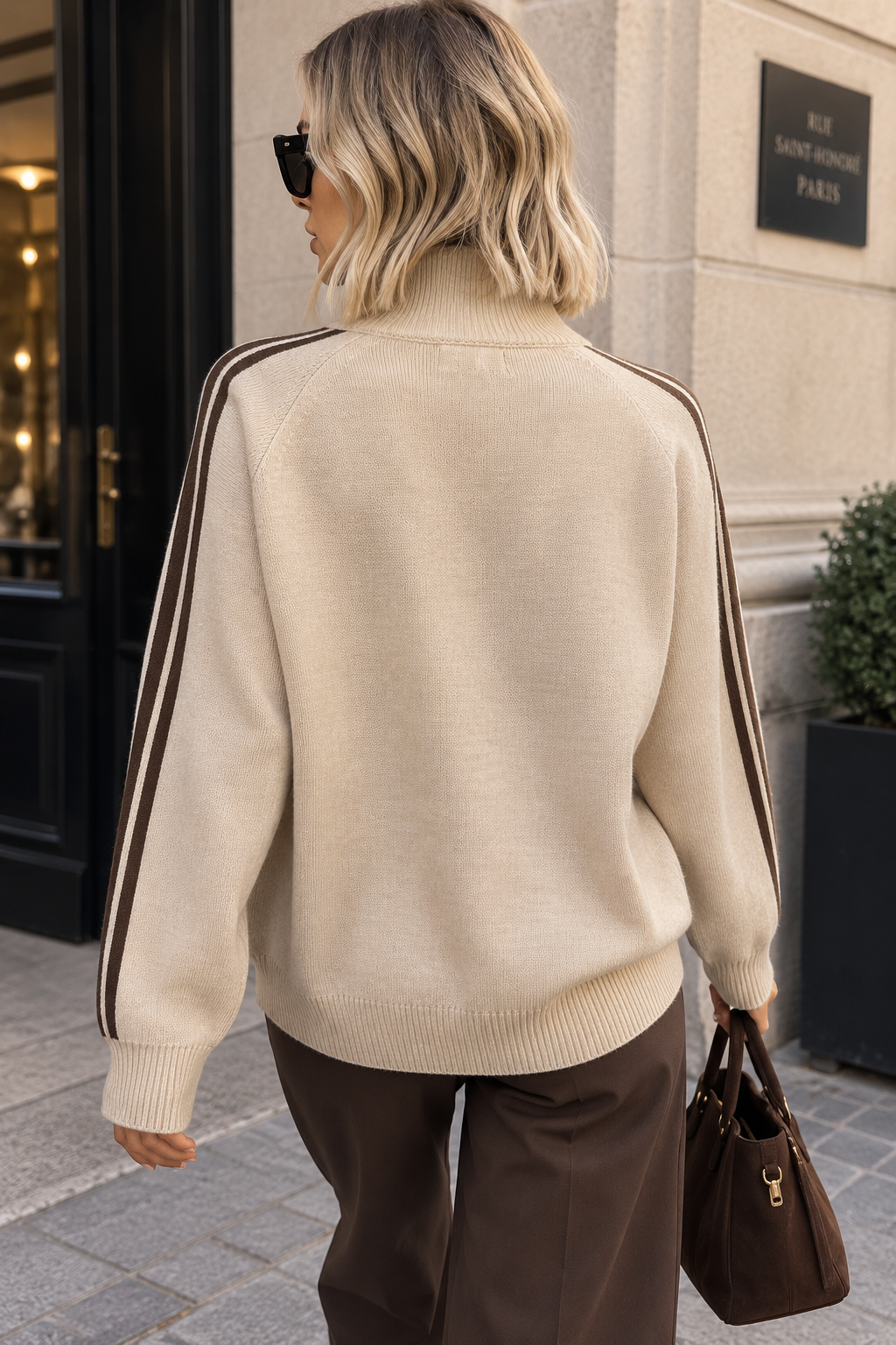 Florencia Stone Knit 'Los Angeles' Half Zip Jumper
