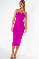 Florenz Magenta Slinky Bandeau Dress