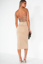 Florenz Stone Slinky Bandeau Dress