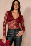 Floretta Burgundy Lace Bodysuit