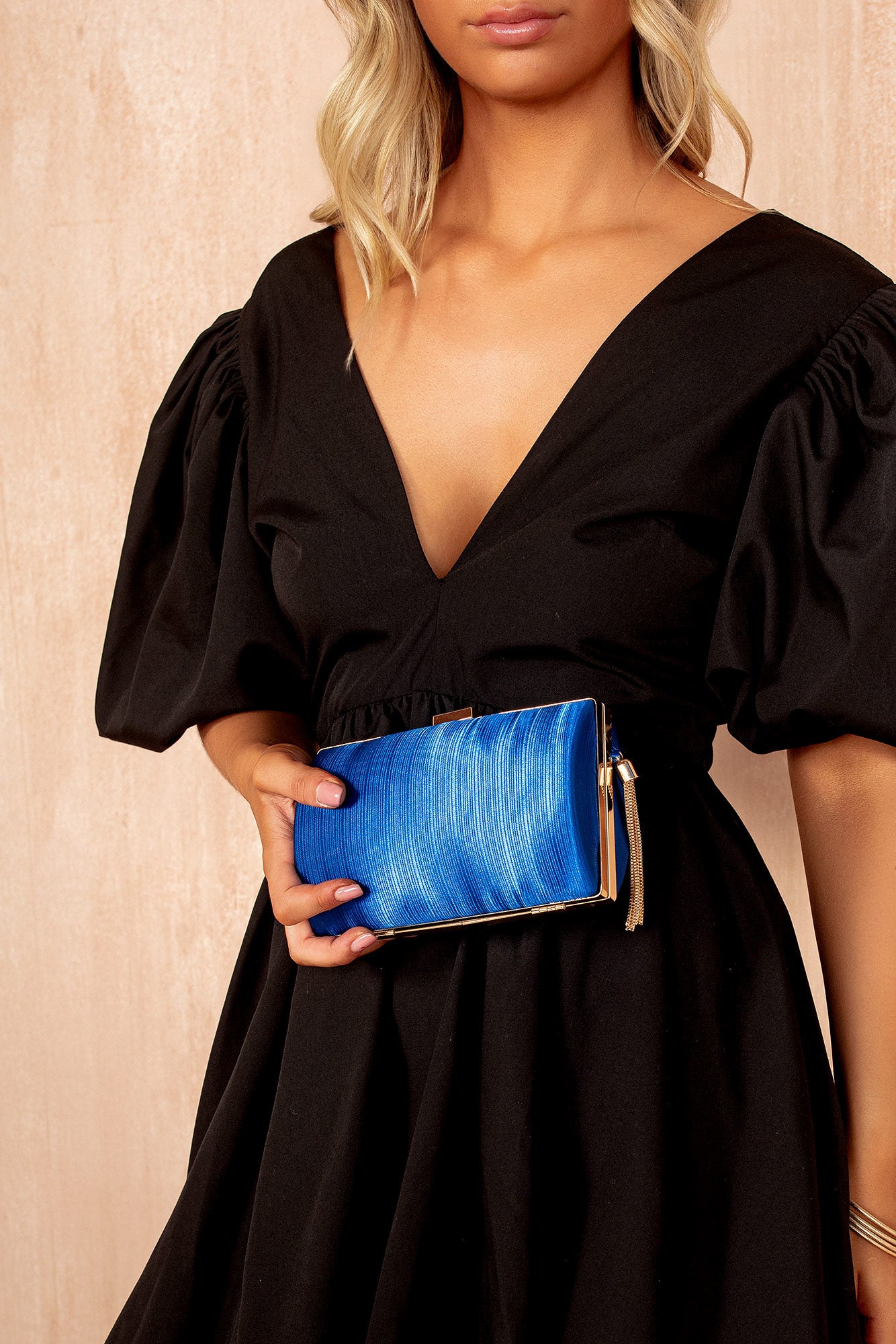 Florina Royal Blue Satin Detachable Chain Bag