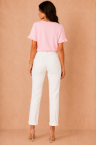 Florinda Baby Pink Cotton Frill Sleeve T-Shirt