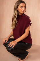 Floris Burgundy Knit Sleeveless Jewel Jumper