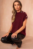 Floris Burgundy Knit Sleeveless Jewel Jumper