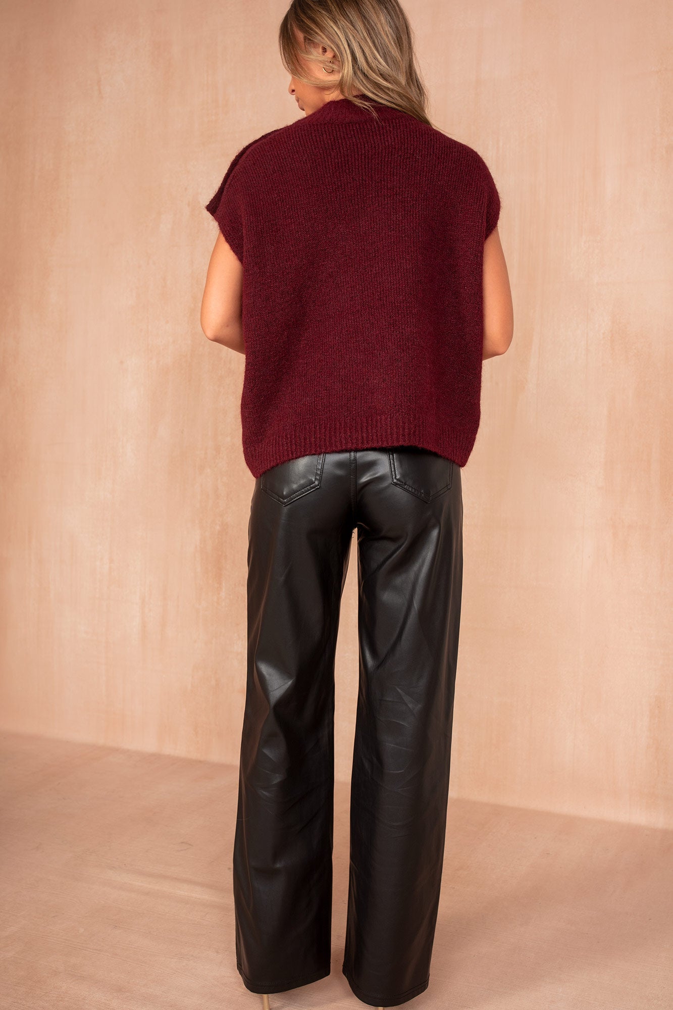 Floris Burgundy Knit Sleeveless Jewel Jumper