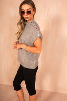 Floris Taupe Knit Sleeveless Jewel Jumper