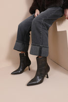 Flynn Chocolate PU Croc Ankle Boots