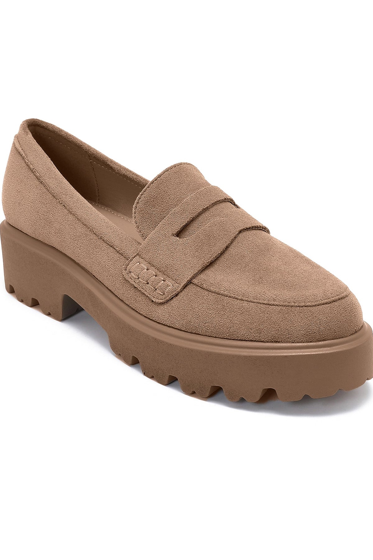 Francena Taupe Suedette Chunky Loafers