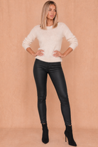 Francille Black Wax Skinny Jeans