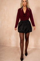 Freda Black Cotton Puffball Skirt