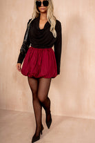 Freda Burgundy Cotton Puffball Skirt