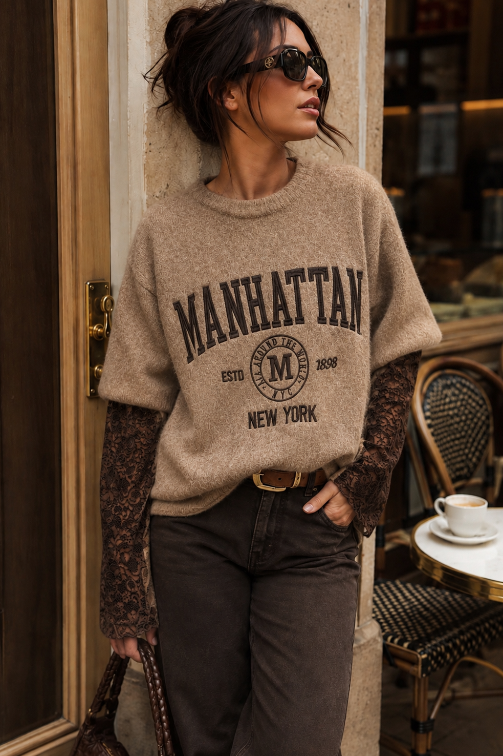 Freddi Camel Knit 'Manhattan New York' Jumper