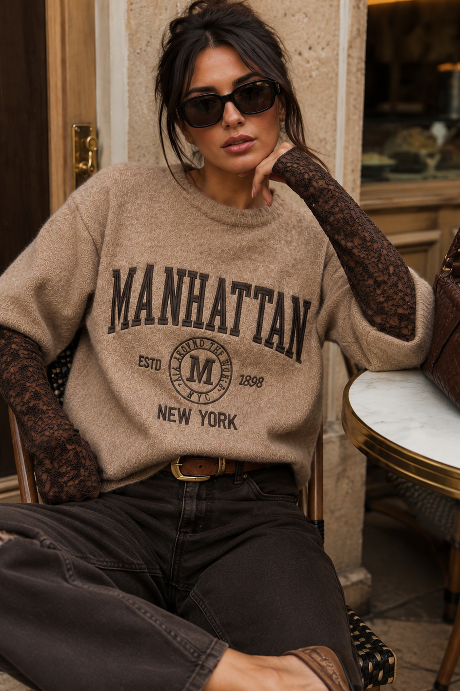 Freddi Camel Knit 'Manhattan New York' Jumper