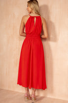 Freya Burnt Orange Racer Neck Midi Dress