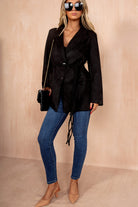 Frida Black Faux Suede Blazer