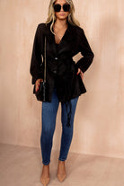 Frida Black Faux Suede Blazer