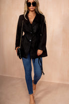 Frida Black Faux Suede Blazer
