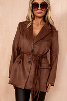 Frida Chocolate Faux Suede Blazer
