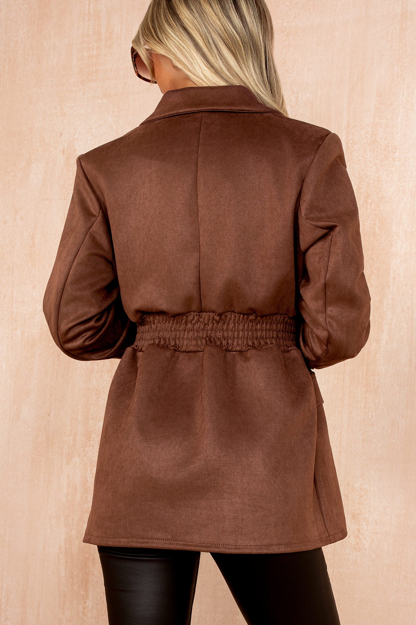 Frida Chocolate Faux Suede Blazer