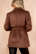 Frida Chocolate Faux Suede Blazer