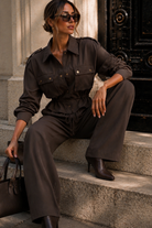 Gabrielle Chocolate Cinched Waist Co Ord