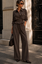 Gabrielle Chocolate Cinched Waist Co Ord