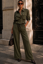 Gabrielle Khaki Cinched Waist Co Ord