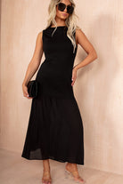 Gail Black Knit Sleeveless 2 in 1 Maxi Dress