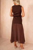 Gail Chocolate Knit Sleeveless 2 in 1 Maxi Dress