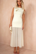 Gail Cream Knit Sleeveless 2 in 1 Maxi Dress