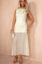 Gail Cream Knit Sleeveless 2 in 1 Maxi Dress