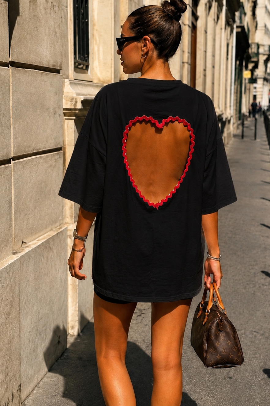 Gayel Black Cut Out T-Shirt